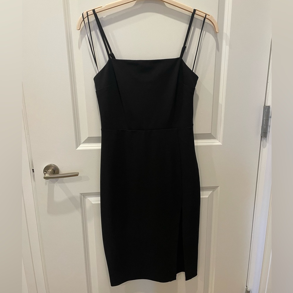 Express Black Bodycon Midi Dress with Slit